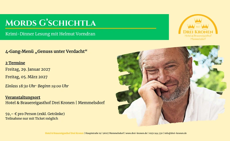 Mords G'schichtla - Krimi-Dinner Lesung mit Helmut Vorndran · Bild 1